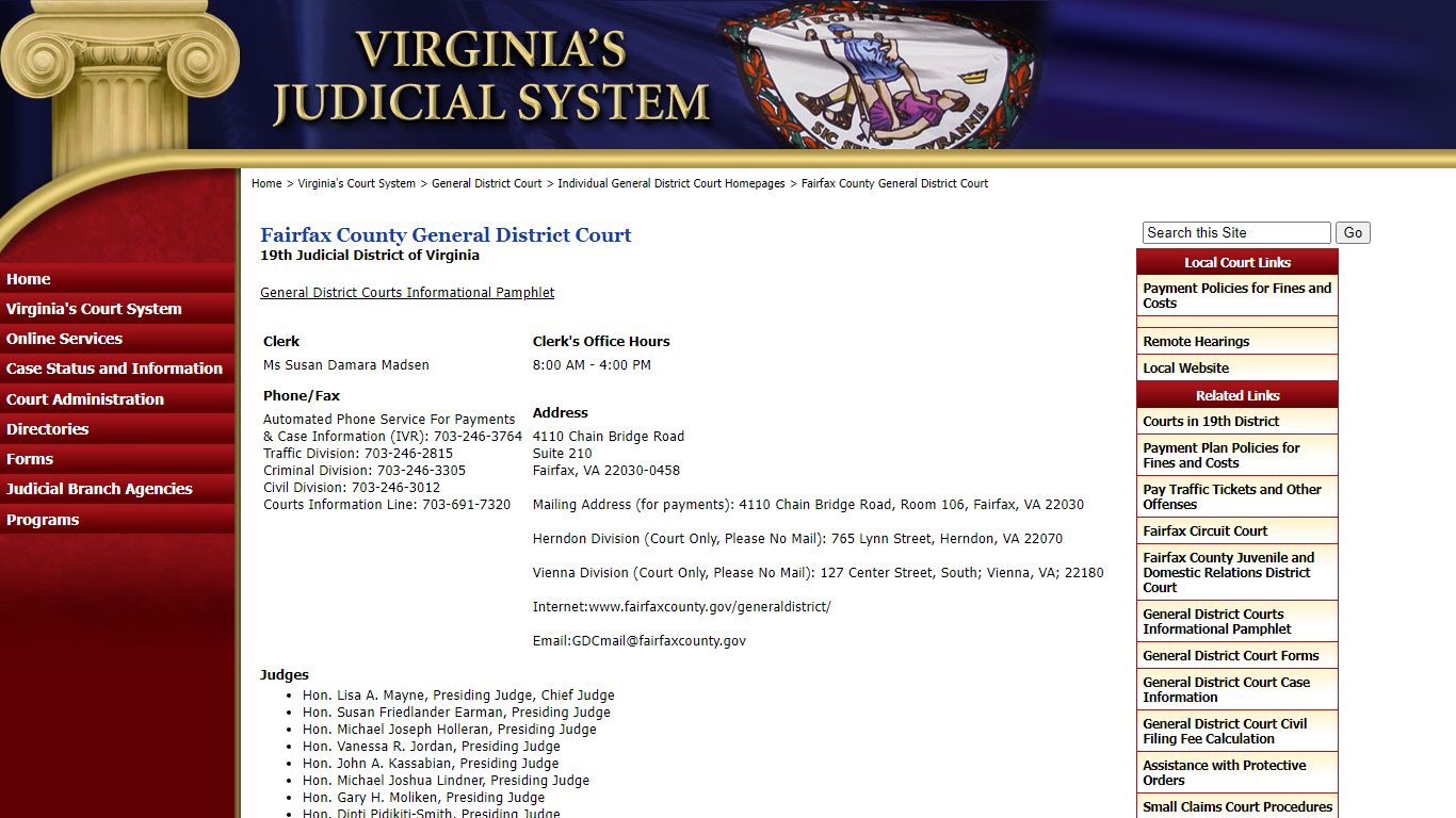 Fairfax County General District Court - Virginia’s Judicial System