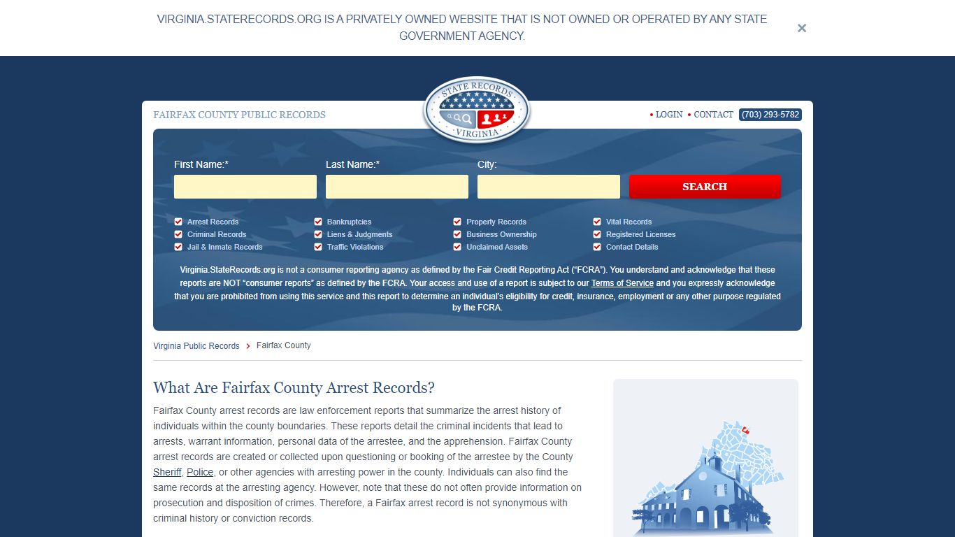 Fairfax County Arrest, Court, and Public Records | StateRecords.org